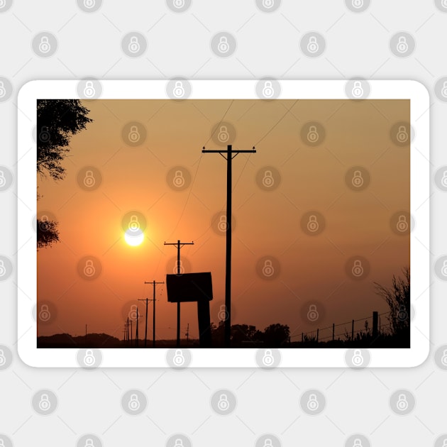 Smokey Kansas Sunset with tree's and power lines. Sticker by ROBERTDBROZEK